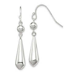 Sterling Silver Polished Beaded Teardrop Dangle Earrings - 2