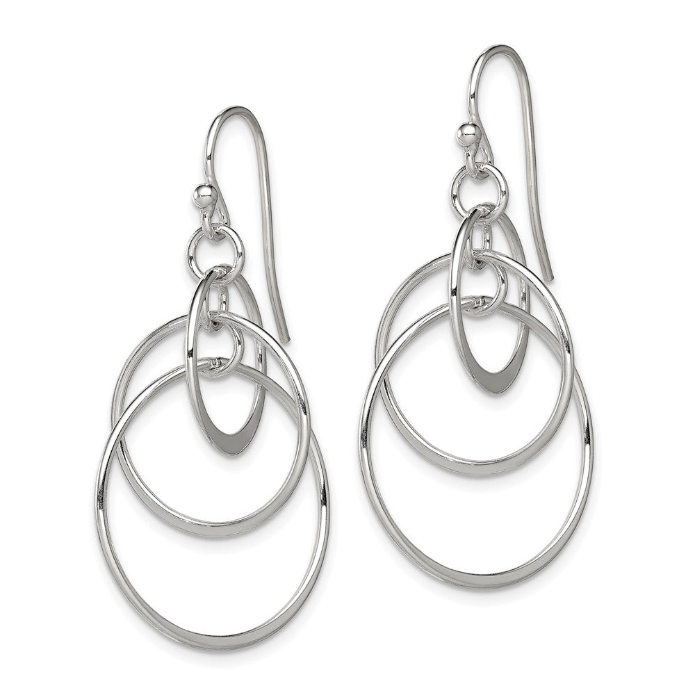Sterling Silver Polished Intertwined Circles Dangle Earrings - 2