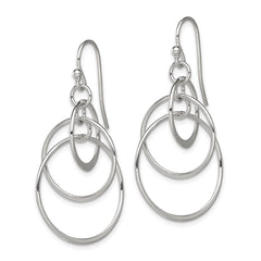 Sterling Silver Polished Intertwined Circles Dangle Earrings - 2