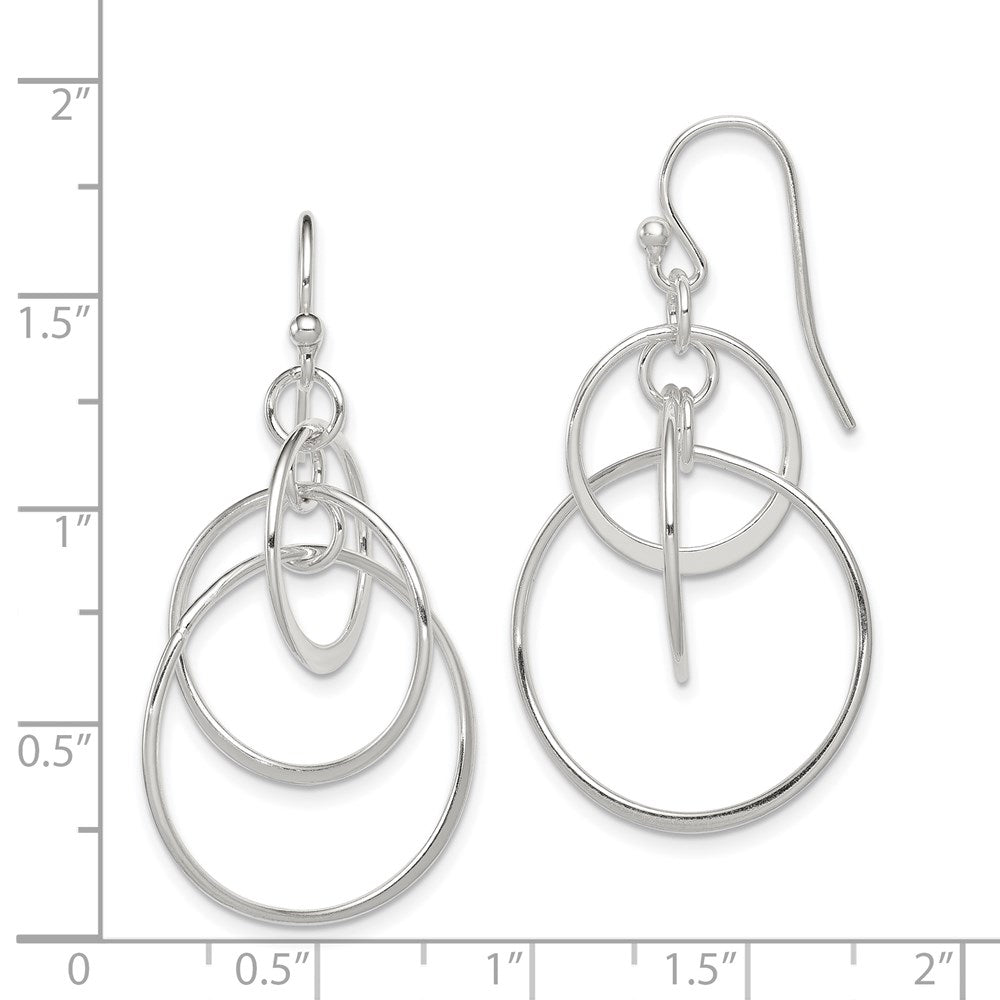 Sterling Silver Polished Intertwined Circles Dangle Earrings - 2