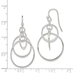 Sterling Silver Polished Intertwined Circles Dangle Earrings - 2