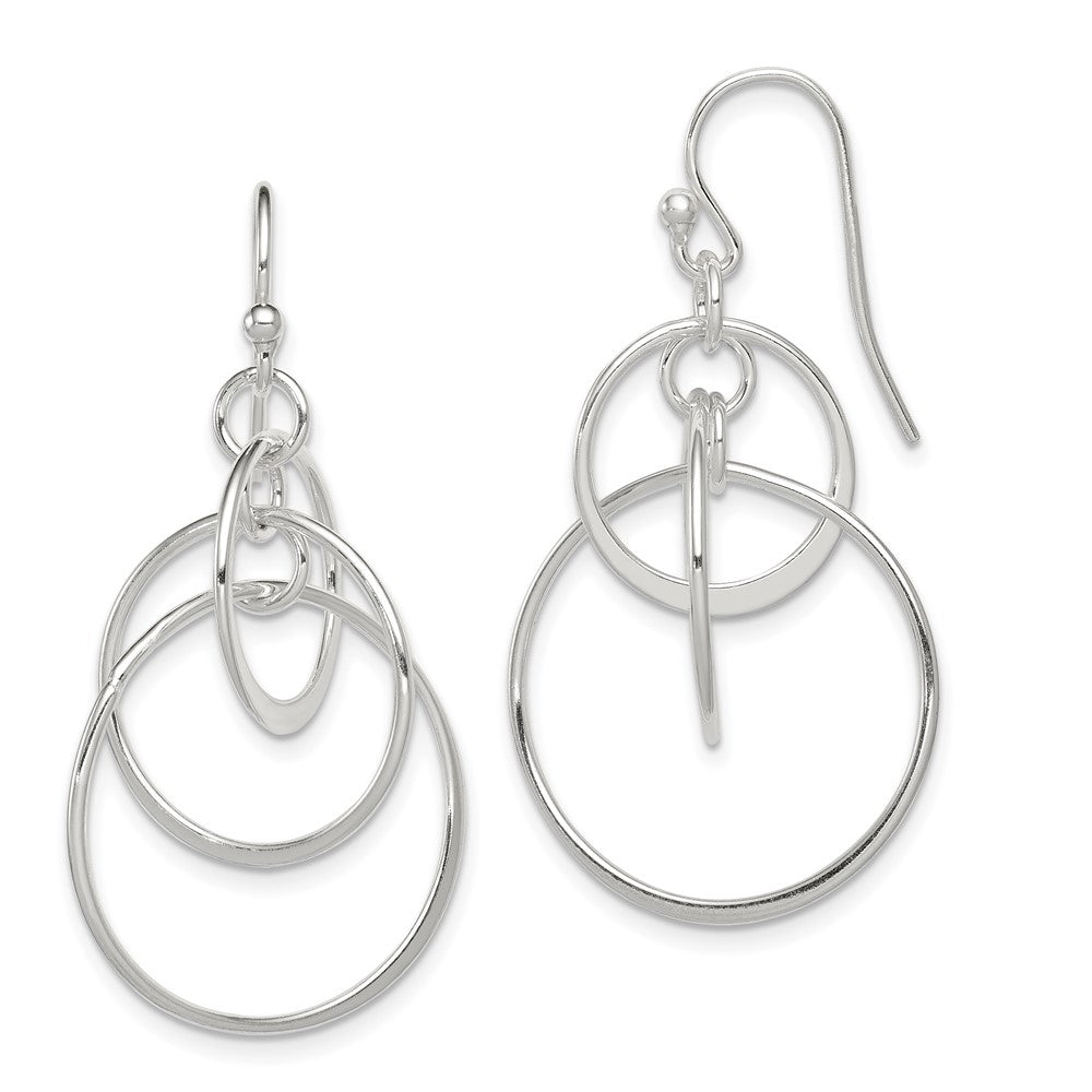 Sterling Silver Polished Intertwined Circles Dangle Earrings - 2