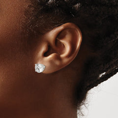 Sterling Silver Polished 8mm Round CZ Stud Earrings - 2