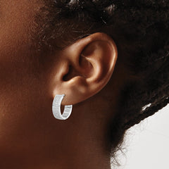 Sterling Silver Rhodium-plated Polished Pavâ CZ 7mm Circle Post Earrings