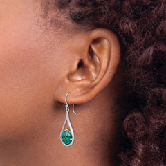 Sterling Silver Rhodium-plated Recon. Turquoise Dangle Earrings - 2