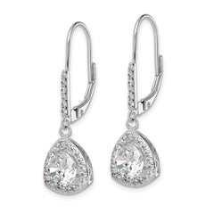 Sterling Silver Rhodium-plated Polished CZ Leverback Earrings - 2