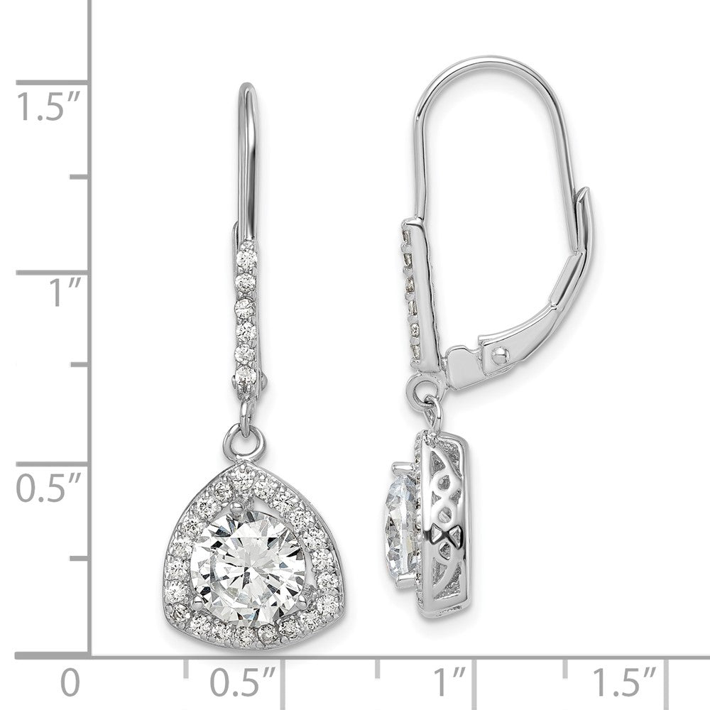 Sterling Silver Rhodium-plated Polished CZ Leverback Earrings - 2