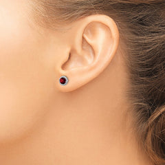 Sterling Silver Rhodium-plated Garnet and CZ Post Earrings - 2