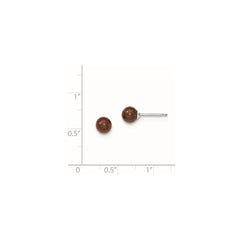 Sterling Silver Rhodium-plated 5-6mm Brown Round Freshwater Cultured Pearl Post Earring