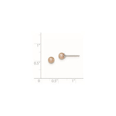 Sterling Silver Rhodium-plated 4-5mm Purple Round Freshwater Cultured Pearl Post Earrings