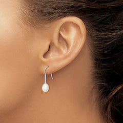 Sterling Silver Rhodium-plated 7-8mm White Teardrop Freshwater Cultured Pearl and CZ Dangle Earrings - 4