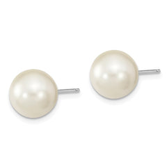 Sterling Silver Rhodium-plated 10-11mm Black, White and Pink Round Imitation Shell Pearl Set of 3 Post Earrings