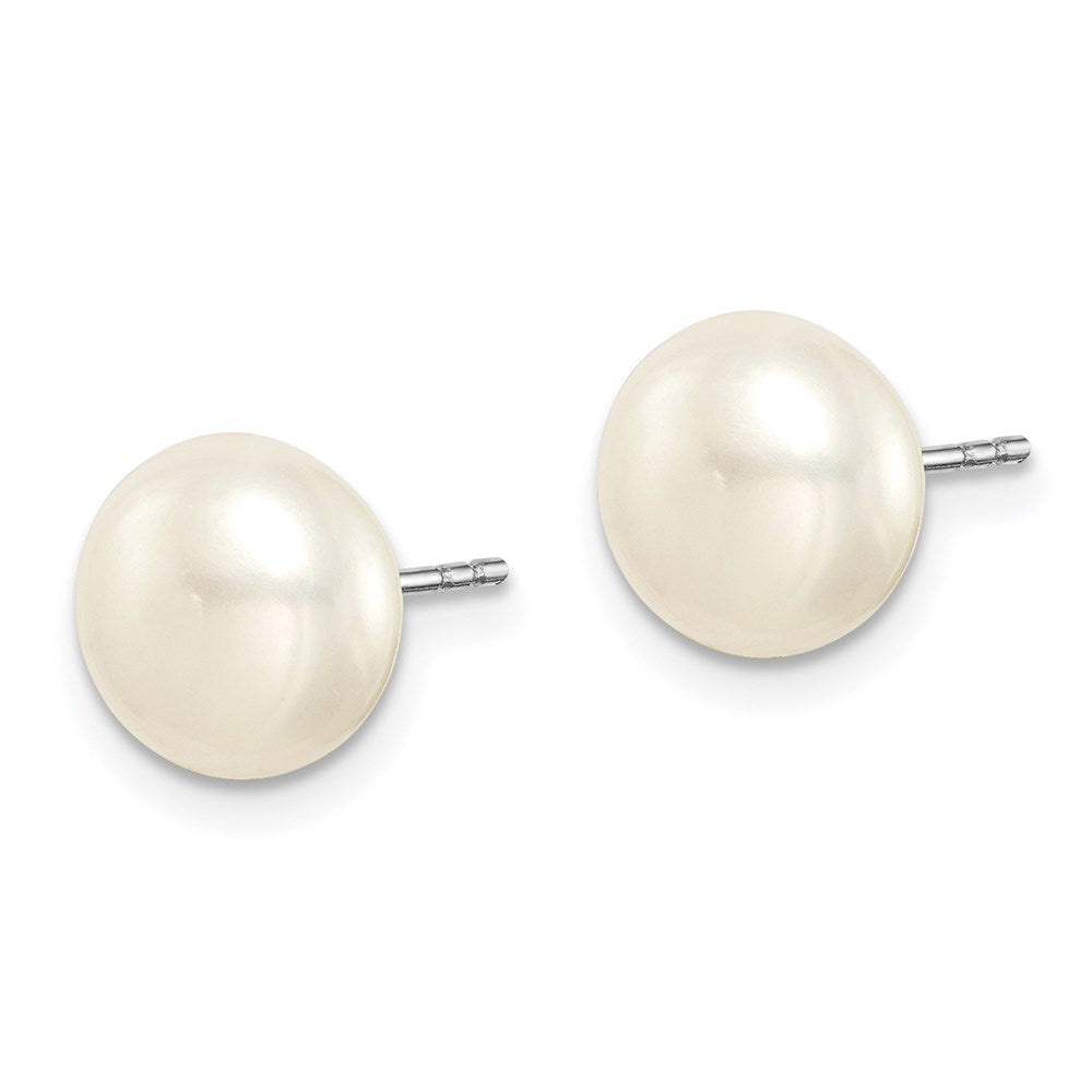 Sterling Silver Rhodium-plated 8-9mm White, Pink and Purple Button Freshwater Cultured Pearl Set of 3 Post Earrings