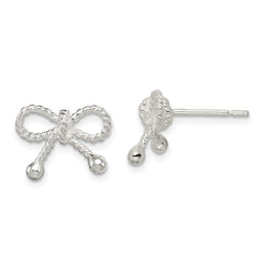 Sterling Silver Polished and Textured Bow Post Earrings