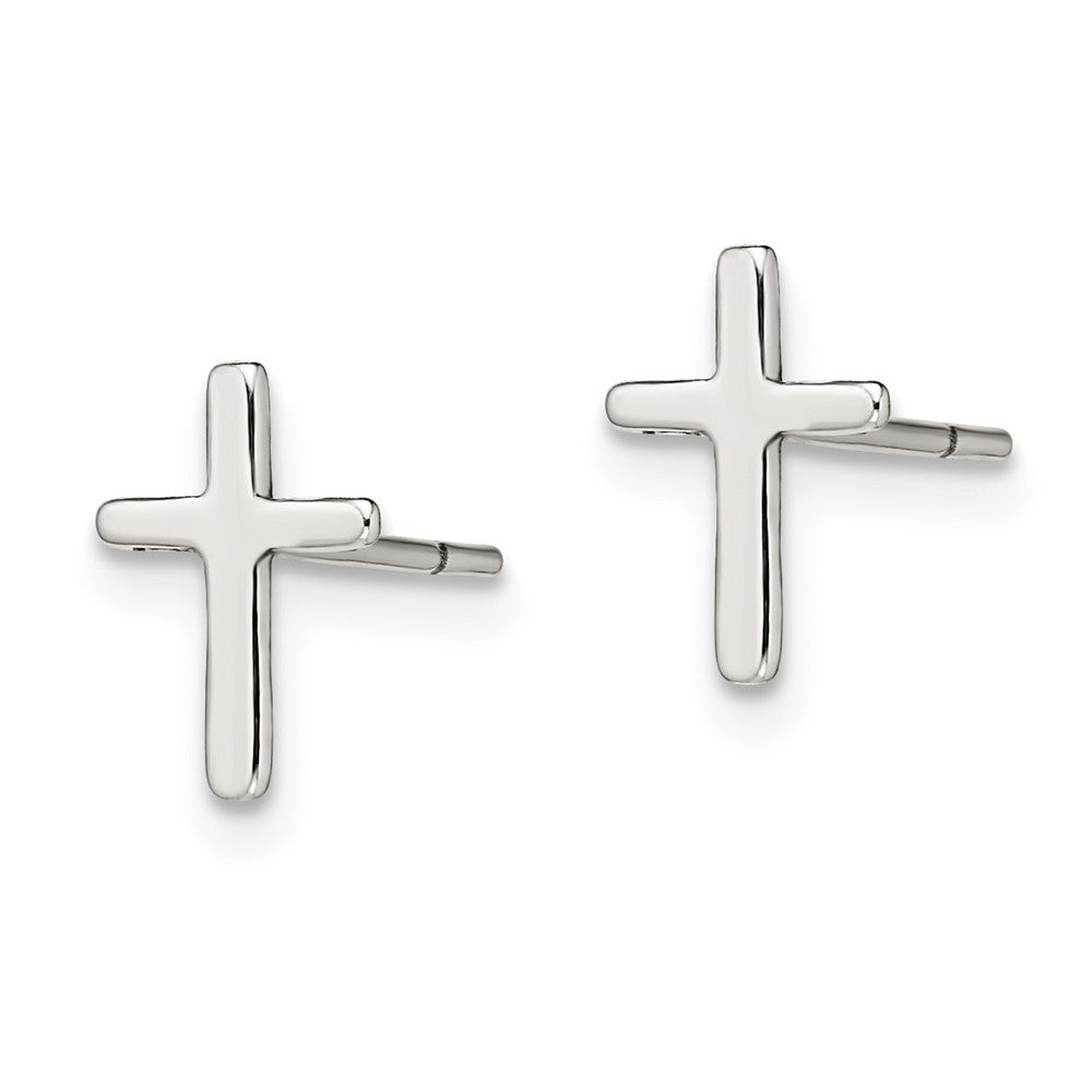 Sterling Silver Polished Latin Cross Post Earrings - 3