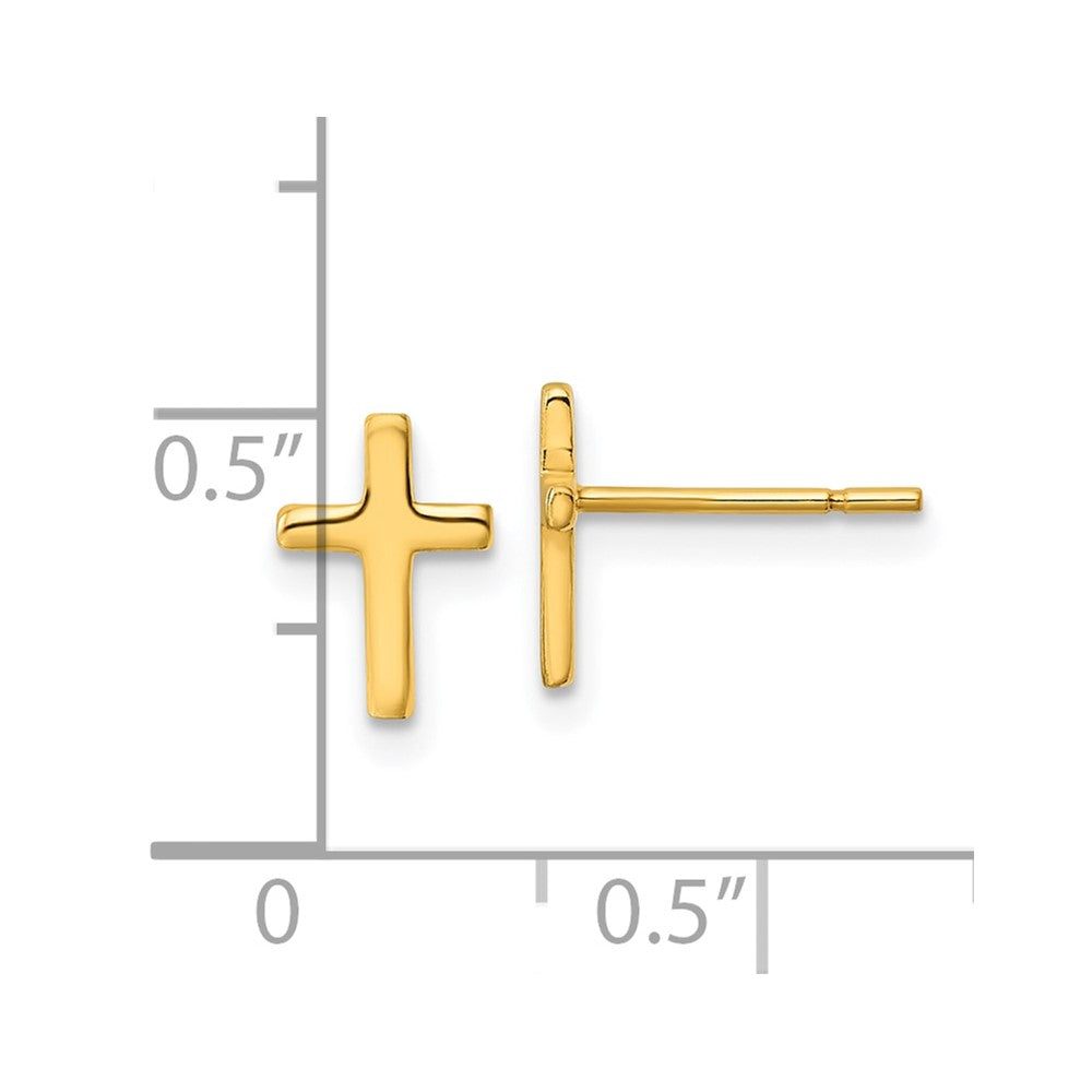 Sterling Silver Gold-tone Polished Latin Cross Post Earrings