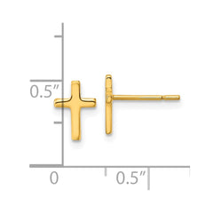 Sterling Silver Gold-tone Polished Latin Cross Post Earrings