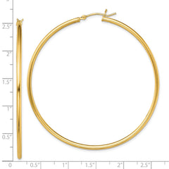 Sterling Silver Gold-Tone Polished 2x60mm Hoop Earrings