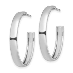 Sterling Silver Rhodium-plated Polished 3.8mm Post Hoops - 2