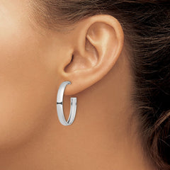 Sterling Silver Rhodium-plated Polished 3.8mm Post Hoops - 2