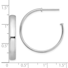 Sterling Silver Rhodium-plated Polished 3.8mm Post Hoops - 2
