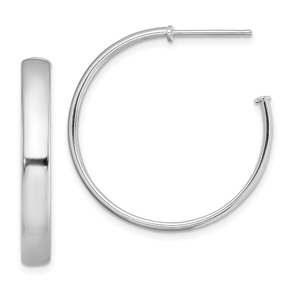 Sterling Silver Rhodium-plated Polished 3.8mm Post Hoops - 2