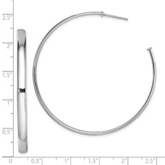 Sterling Silver Rhodium-plated Polished 3.8mm Post Hoops - 3