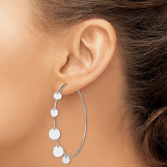 Sterling Silver Rhodium-plated Polished & Discs Round Hoop Earrings
