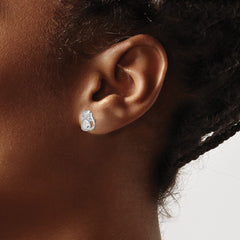 Sterling Silver Rhodium-plated CZ Cat Post Earrings - 2
