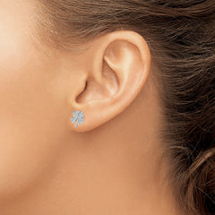 Sterling Silver Rhodium-plated Polished CZ 4 Leaf Clover Post Earrings - 2
