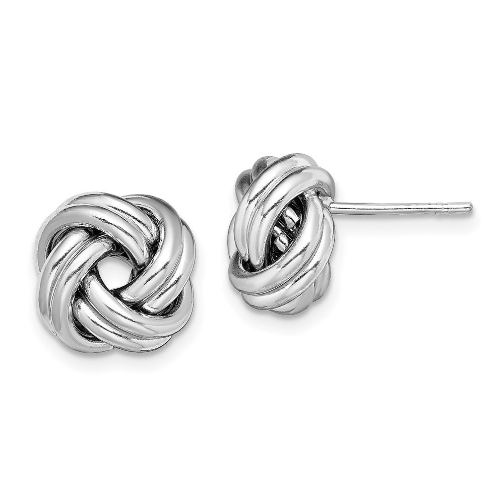 Sterling Silver Rhodium Plated Polished Love Knot Post Earrings - 2