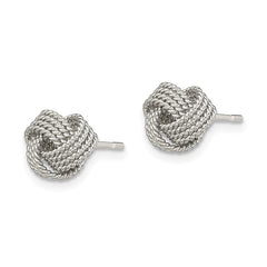 Sterling Silver Rhodium-plated Textured Love Knot Post Earrings - 2