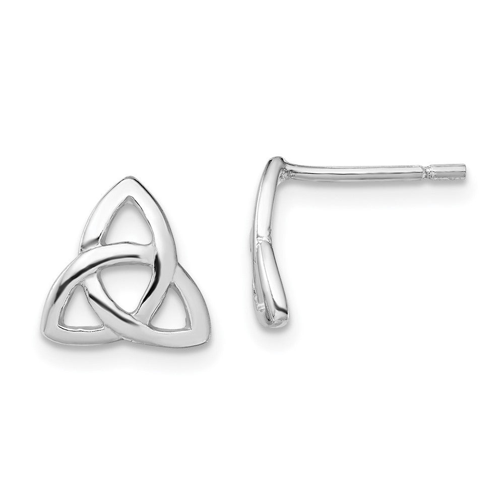 Sterling Silver Rhodium-plated Polished Celtic Knot Post Earrings - 2