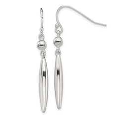 Sterling Silver Polished Bead & Elongated Oval Dangle Earrings