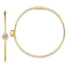 Sterling Silver Gold-tone Polished CZ Bezel Endless Round Hoop Earrings