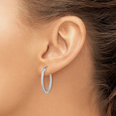Sterling Silver Rhodium-plated Micro Pavâ CZ In/Out Hoops