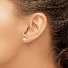 Sterling Silver Rhod-pltd Clear Crystal Birthstone Earrings