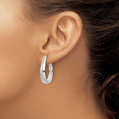 Sterling Silver Polished Omega Back Hoop Earrings - 2