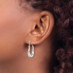 Sterling Silver Polished & Tapered Oval Hoop Earrings