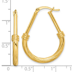Sterling Silver Gold Tone Textured Hoop Earrings