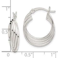 Sterling Silver Polished Twisted Multi-tube Round Hoop Earrings