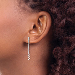 Sterling Silver Rhodium Plated CZ Dangle Earrings - 2
