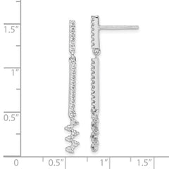 Sterling Silver Rhodium Plated CZ Dangle Earrings - 2