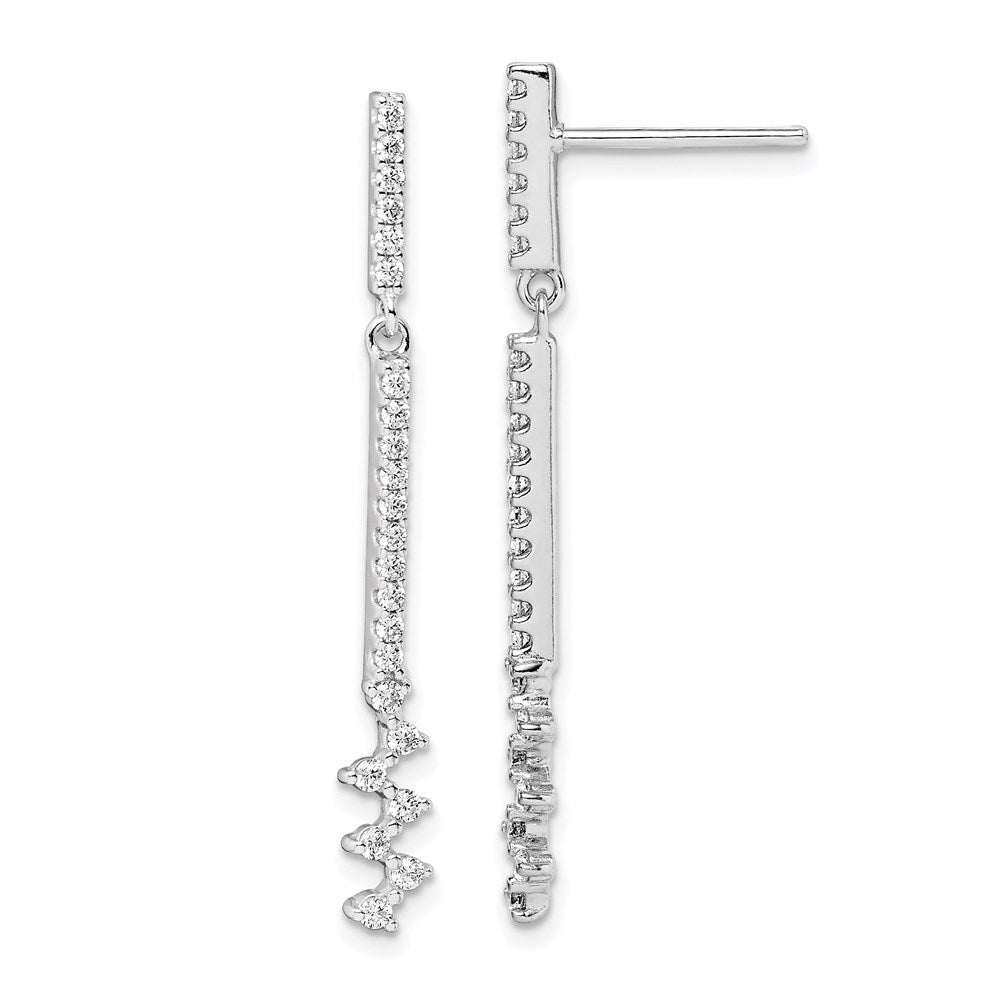 Sterling Silver Rhodium Plated CZ Dangle Earrings - 2