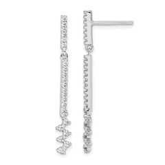 Sterling Silver Rhodium Plated CZ Dangle Earrings - 2
