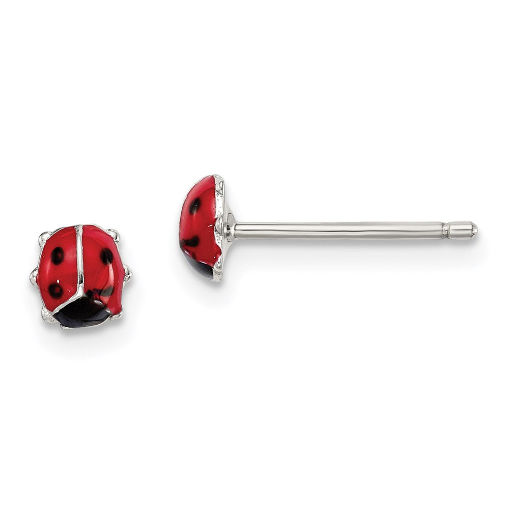 Sterling Silver RH-plated Enameled Ladybug Children's Post Earrings - 3