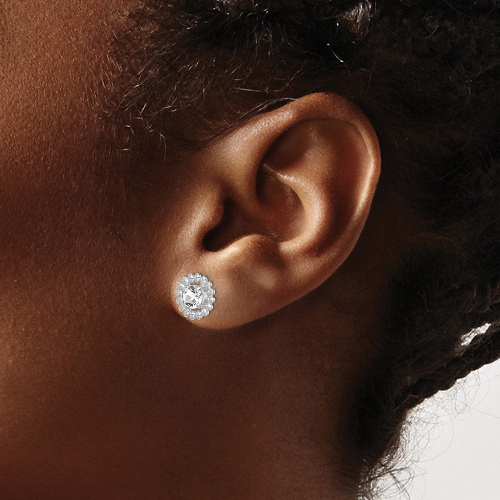 Sterling Silver Rhod-plat White Topaz Earrings