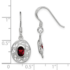 Sterling Silver Rhodium-plated Fancy Garnet Earrings - 2