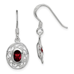 Sterling Silver Rhodium-plated Fancy Garnet Earrings - 2