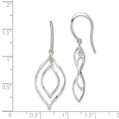 Sterling Silver Polished Fancy Twisted Marquise Shaped Dangle Earrings